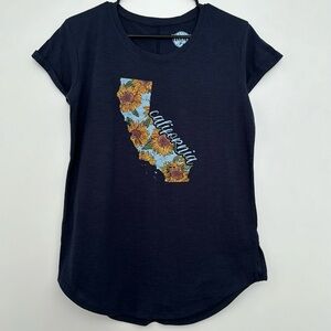 NWOT Home Free Women’s California Sunflower Navy T-Shirt Size S (4/6)